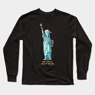 Santa Lady Liberty - Merry Christmas and Happy New York Long Sleeve T-Shirt